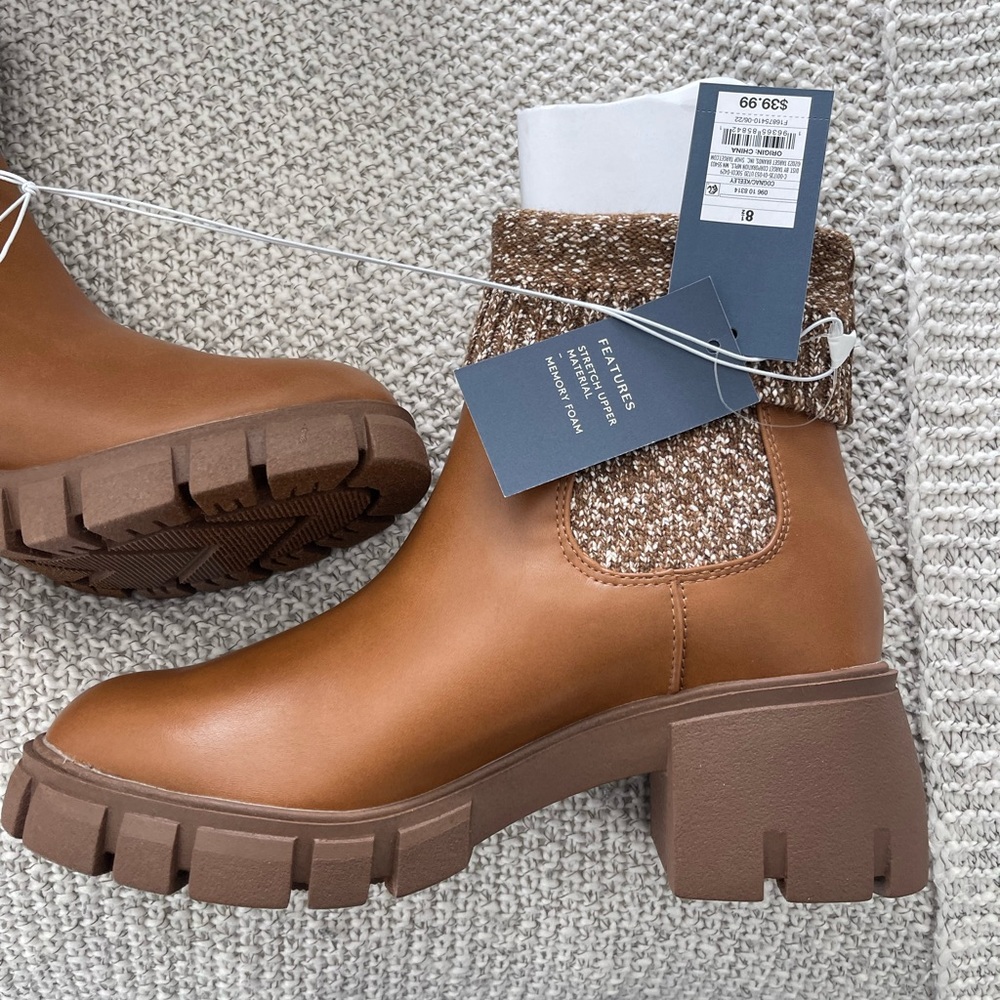 Brown leather boots